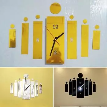 Прямоугольные настенные часы, зеркальная наклейка, наклейка, художественный стильный домашний декор для гостиной серебряный
