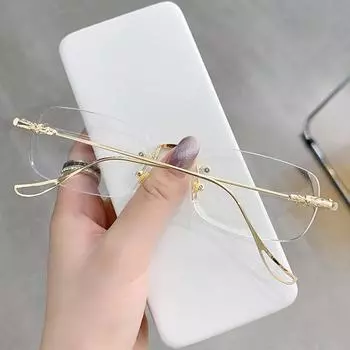 Прямоугольные очки для чтения без оправы для женщин и мужчин, блокирующие синий свет, очки без оправы серебряный