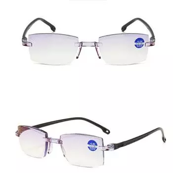 Прямоугольные очки для чтения унисекс Читатели? Мультифокальные 1/1,5/2/2,5/3/3,5/4 легкие антисиние очки без оправы уникальные +3.5 чёрный