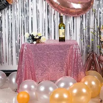 Прямоугольные розовые скатерти с пайетками для свадебных украшений, вечеринок по случаю рождения ребенка, Хэллоуина, Рождества, дней рождения, блестящие скатерти 100x130cm шампанского