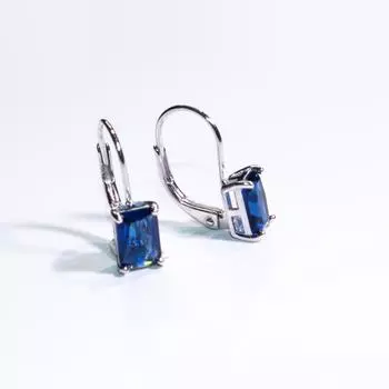 2025 Trend Color Zircon Серьги Прямоугольные Синие Цирконы 925 пробы Серьги Женские Серьги-подвески С Камнями синий