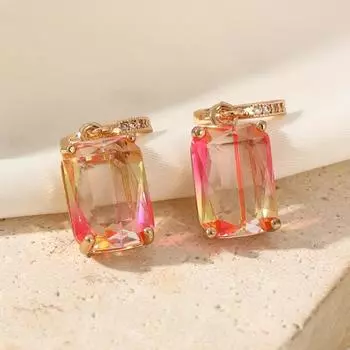 Прямоугольные серьги-подвески для женщин 2025 года, новые модные серьги-подвески из циркония, аксессуары для свадебной вечеринки розовый