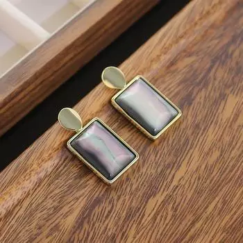 Прямоугольные серьги-подвески, преувеличенные серьги в стиле «атмосфера», модные простые серьги с высоким чувством 14k