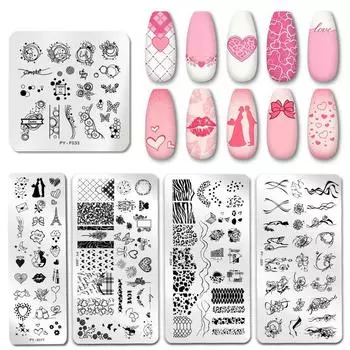 Прямоугольные штампы для дизайна ногтей своими руками, шаблоны изображений для дизайна ногтей из нержавеющей стали, 35 различных узоров MZL01