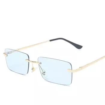 Прямоугольные солнцезащитные очки без оправы, женские солнцезащитные очки UV400 для вождения, мужские прозрачные цветные летние аксессуары, квадратные маленькие размеры
