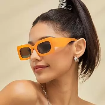 Прямоугольные солнцезащитные очки в стиле ретро для путешествий, женские очки для вождения, очки для вождения, 90-х годов, винтажная узкая квадратная оправа с защитой UV400 чёрный