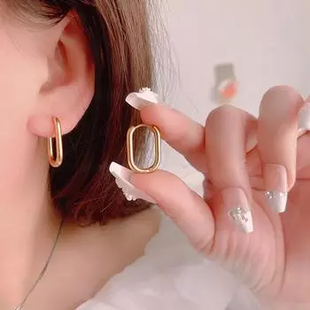 Прямоугольные U-образные серьги-гвоздики с пряжкой для ушей для женщин, корейские индивидуальные золотые геометрические украшения