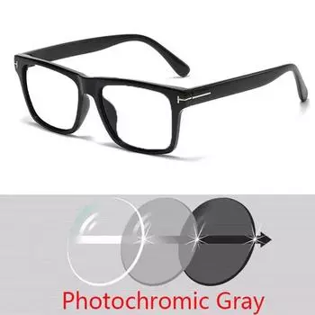 Прямоугольные женские солнцезащитные очки мужские солнцезащитные очки квадратные черные солнцезащитные очки для близорукости Nerd фотохромные по рецепту 0 -0,25 -0,5 -1,0 до -6 0