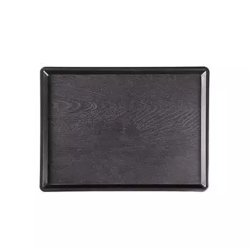 Прямоугольный черный матовый рельефный пластиковый поднос, поднос для отеля, поднос для чайных чашек в европейском стиле 39x31x2cm чёрный