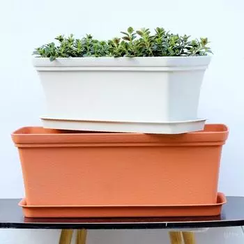 Прямоугольный цветочный горшок Пластиковые длинные цветочные горшки Балконный горшок для посадки овощей Садовый горшок для зеленых растений Садовые принадлежности красный