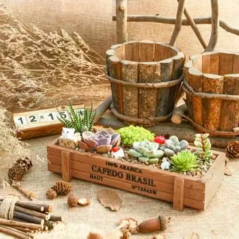 Прямоугольный деревянный ящик для цветов, садовый двор, цветочный сочный контейнер, посадочный горшок