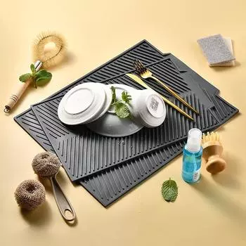 Прямоугольный диагональный силиконовый дренажный коврик Креативный обеденный коврик открытого типа Кухонная миска и тарелка Дренажная чаша и коврик для тарелок S