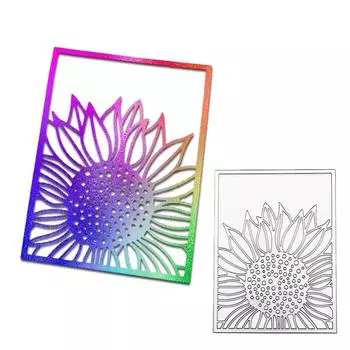 Прямоугольный дизайн подсолнечника, металлические трафареты, сделай сам, скрапбукинг, тиснение, трафарет, бумага, шаблон для альбома серебряный