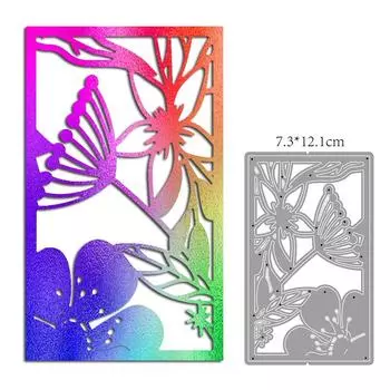 Прямоугольный дизайн в виде цветка и листа, металлический трафарет для резки DIY, альбом для скрапбукинга, фототиснение, бумажная карта, ремесленный декор серебряный