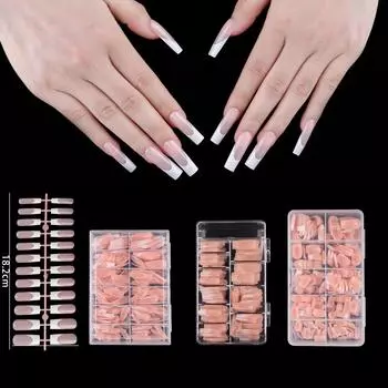 Прямоугольный французский нюдовый классический нейл-арт, простые накладные ногти Wind 360 pieces boxed