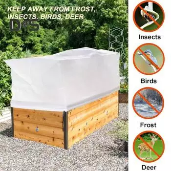 Прямоугольный контейнер для цветов, морозостойкий чехол для растений, противоморозные чехлы с завязкой, утолщенный многоразовый зимний щит для балконного цветочного ящика S белый