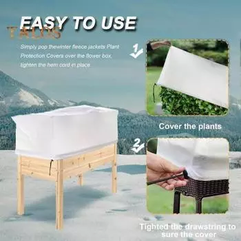 Прямоугольный контейнер для цветов, морозостойкий чехол для растений, противоморозные чехлы с завязкой, утолщенный многоразовый зимний щит для балконного цветочного ящика S белый