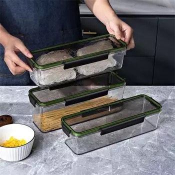 Прямоугольный контейнер для хранения продуктов, герметичный контейнер для сухих продуктов, герметичный контейнер для хранения спагетти, макаронных изделий для кухни Short