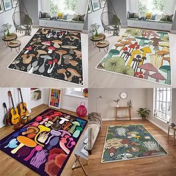 Прямоугольный ковер с грибами, ковер с принтом, ковер «Ведьма», ковер со звездой, нескользящий коврик, мягкий ковер для столовой, гостиной 40x60cm