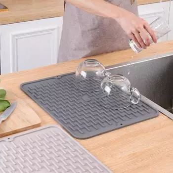 Прямоугольный коврик для сушки посуды. Жаростойкий коврик для сушки посуды. Силиконовый коврик для сушки посуды.