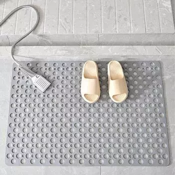Прямоугольный коврик для ванной TPE Экологически чистый коврик для ванной комнаты Пористый водонепроницаемый коврик с присоской для предотвращения скольжения about 70x38cm