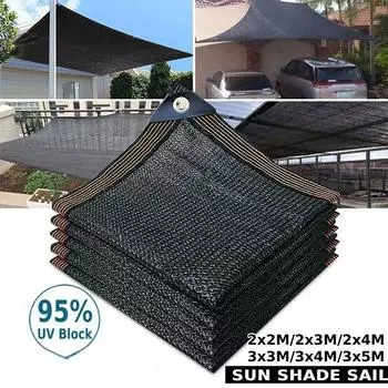Прямоугольный козырек от солнца, парусный навес, тканевый навес для патио - тканевый навес от солнца, навес для беседки, заднего двора, сада, навеса для автомобиля, домашний декор 2x2m чёрный