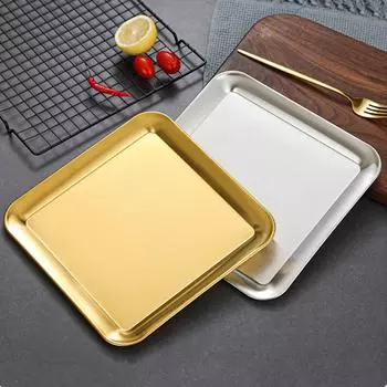 Прямоугольный неглубокий поднос для хранения из нержавеющей стали 304, фруктовые тарелки для еды, приготовленной на пару, противень для выпечки, кухонная утварь