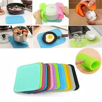 Прямоугольный нескользящий подстаканник, украшение стола, держатель для сковороды, подставка для еды, коврики для стола, кухонные принадлежности 21.8x15.8x0.6cm синий