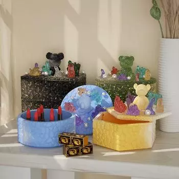 Прямоугольный овальный контейнер, смоляные формы, коробка для хранения, силиконовая форма-органайзер для DIY, держатель для безделушек из эпоксидной смолы 1