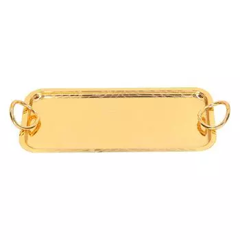 Прямоугольный поднос для чайных чашек, золотой поднос для хранения фруктов и еды с круглой ручкой для свадебной вечеринки