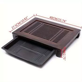 Прямоугольный поднос для чая Gongfu, сервировочный планшет, роскошный натуральный бамбуковый поднос для чая, тарелка для ресторана