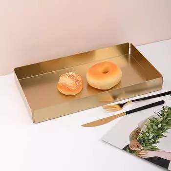 Прямоугольный поднос для чая из нержавеющей стали, форма для торта, тарелка для барбекю, фруктов, хранения ювелирных изделий, органайзер для косметики, домашний декор серебряный