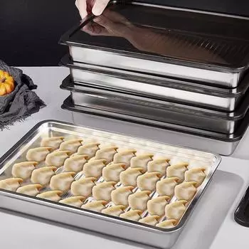 Прямоугольный поднос для хранения продуктов из нержавеющей стали Поднос для приготовления блюд Ящик для хранения свежих продуктов Холодильник No Lid