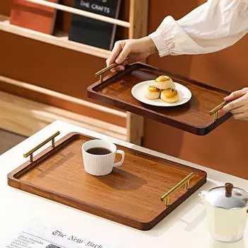 Прямоугольный поднос для сервировки, деревянная тарелка для хлеба, домашний поднос для чая, рестораны L