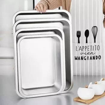 Прямоугольный поднос из нержавеющей стали для еды, фруктов, овощей, контейнеров, тортов, хлеба, печенья, посуды, форм для выпечки, домашней кухни, тарелок