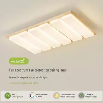 Прямоугольный потолочный светильник в скандинавском японском стиле: Современный стиль «кремовый бревно» для теплых, привлекательных для глаз детских комнат Wall Lamp - 48CM