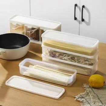 Прямоугольный ящик для хранения лапши, кухонный контейнер для лапши, спагетти, зерновая лапша, пластиковая коробка, герметичный прозрачный холодильник 1PC белый