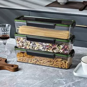 Прямоугольный ящик для хранения макарон большой вместимости с силиконовым уплотнением, влагостойкий, видимый дизайн, герметичный контейнер для пищевых продуктов Small