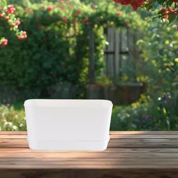 Прямоугольный ящик для выращивания овощей на подоконнике и балконе S белый