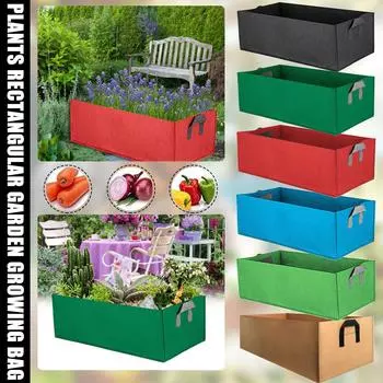 Прямоугольный садовый мешок для выращивания растений, мешки, квадратный контейнер для посадки, ткань One Size зелёный