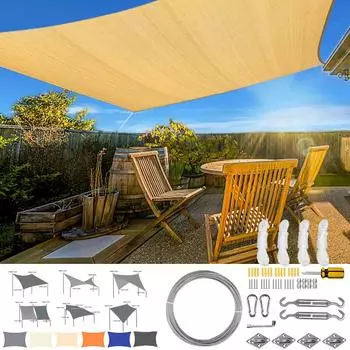 Прямоугольный тент от солнца, парусный навес, тент, тканевый экран, 98% УФ-блок, прочные палатки коммерческого класса для патио 200x300CM королевский синий