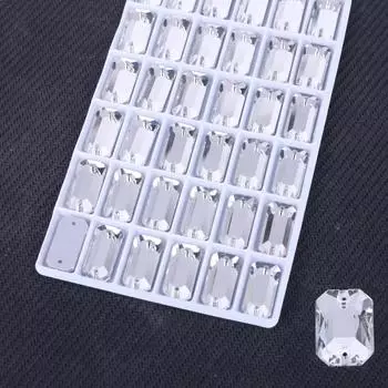 Прямоугольный восьмиугольный плоский стеклянный стакан ручной работы, сшитый вручную, белый, сверло для абдоминального пресса, сверло для свадебного стекла ручной работы, аксессуары для украшений своими руками 13 * 18mm 20pcs/bag белый