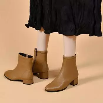 Прямые ботинки Кожаные ботинки Модные женские ботинки 34 чёрный