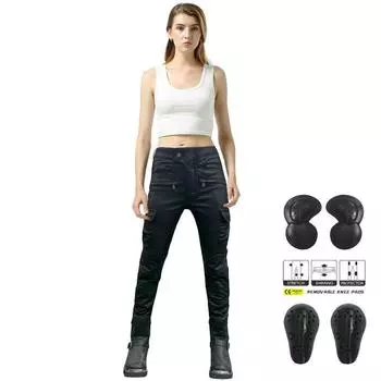 Прямые брюки для езды на мотоцикле VOLERO, брюки с защитой от падения, женский рыцарь + мотоциклетная водонепроницаемая и ветрозащитная рабочая одежда, кожаные брюки L чёрный