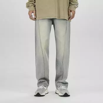 Прямые брюки, джинсы больших размеров, весенне-осенние мужские свободные драпированные брюки для отдыха S бежевый