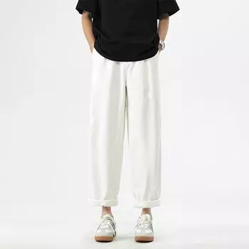 Прямые брюки из чистого хлопка, мужские, весна и осень, новые широкие мужские брюки, спортивные повседневные брюки, свободные рабочие брюки, десантные брюки M