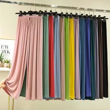 Прямые брюки из модала с высокой талией, женские повседневные свободные брюки с широкими штанинами, крутые драпированные брюки, универсальные M белый