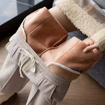 Прямые брюки из шерсти и флиса с высокой талией поверх зимних широких брюк M