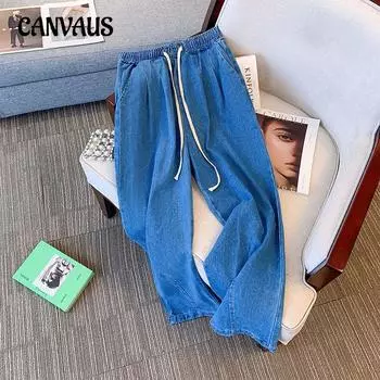 Прямые джинсы больших размеров для женщин, весенне-летние тонкие широкие брюки для пожилых людей