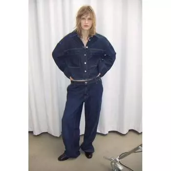 Прямые джинсы HM Regular, темно-синий деним